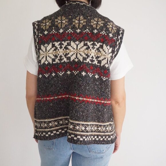 Vintage St John's Bay Grey Knit 8% Wool Grandma Button Up Sweater Vest L - Picture 2 of 8